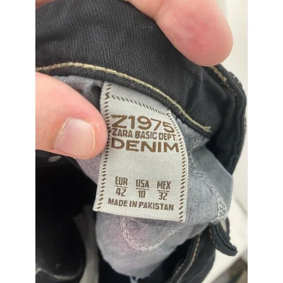 Zara Z1975 Zara Z1975 Women’s Straight Leg Black Twill Denim Five Pocket size 10 - Picture 7 of 10